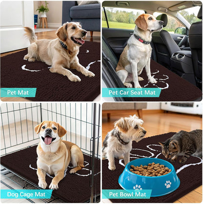 OLANLY Dog Door Mat - Absorbent Non-Slip Mud Mat for Paws | 70x24 Inch, Quick Dry Chenille, Brown