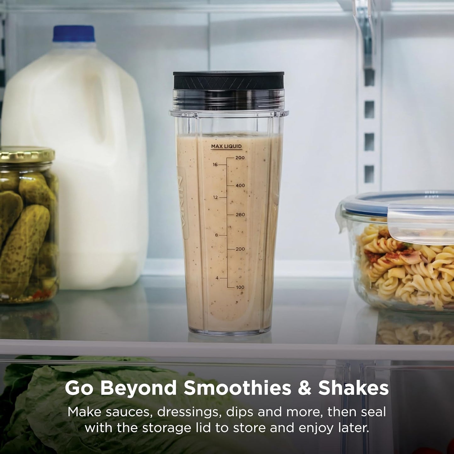 Ninja Nutri-Plus Personal Blender - Compact Push-To-Blend for Smoothies & Frozen Drinks | 3 To-Go Cups & Lids | 900 Peak Watts | Silver | BN301