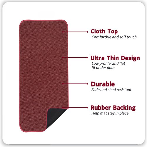 Bosap Bath Mat,Ultra Thin Bathroom Runner Rugs,Large Bath Mats for Bathroom,Quick Dry,Non-Slip,Machine Washable,Low Pile,Bath Rug,Shower Outside,Sink,Home Decor Accessories.Red,（17x35inch）