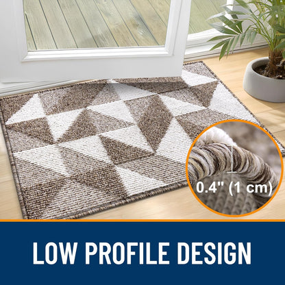 OLANLY Indoor Door Mat - Washable, Odor-Free, Low-Profile Geometric Design | 32x20, Brown