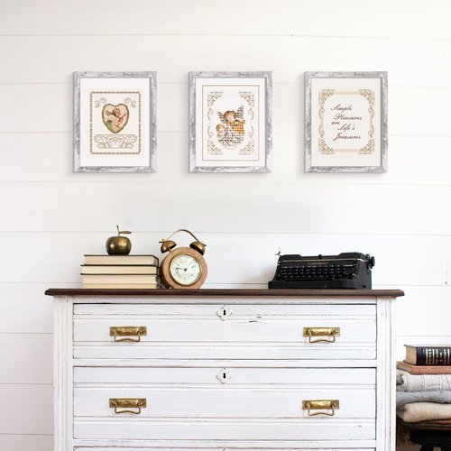 upsimples 8x10 Picture Frame, Display Pictures 5x7 with Mat or 8 x 10 Without, Wall Hanging Photo Frames, Rustic White, 1 Pack