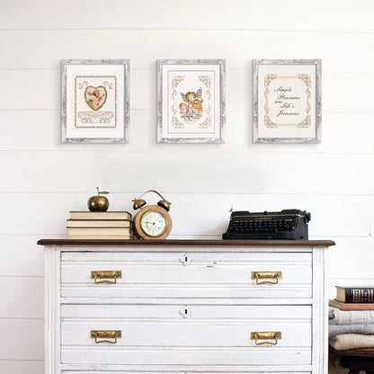 upsimples 8x10 Picture Frame, Display Pictures 5x7 with Mat or 8 x 10 Without, Wall Hanging Photo Frames, Rustic White, 1 Pack