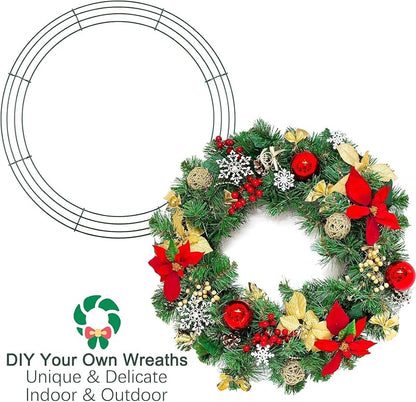 Aodaer 24 Pack 12 Inch Christmas Wire Wreath Frames - Green Metal Ring