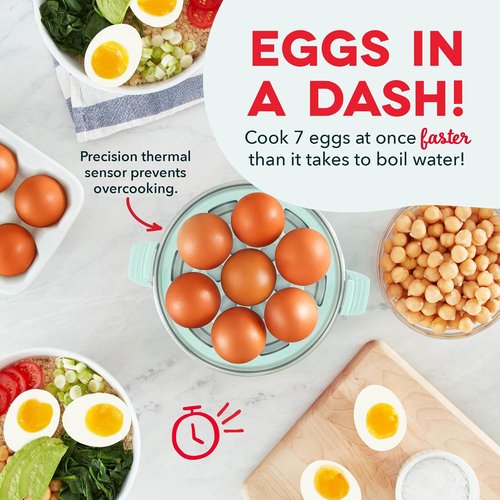 Dash Rapid Egg Cooker | Boiler, Poacher & Steamer - Holds 7 Eggs - Aqua - BPA Free & Dishwasher Safe