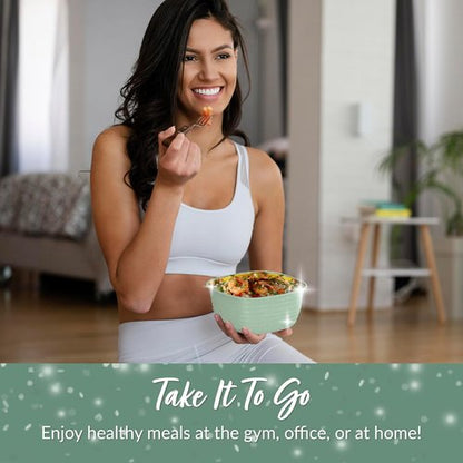 Bentgo Prep - Reusable 1-Compartment Meal Prep Bowls with Custom Fit Lids - 10 Bowls & Lids, Sage Leaf Glitter