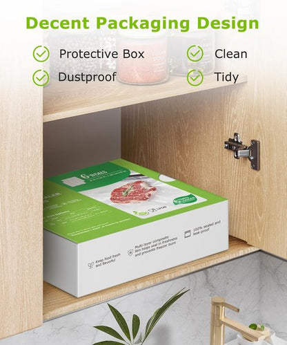 Bonsenkitchen Vacuum Sealer Bags - 6 Rolls, 8" x 16', BPA Free, Ideal for Food Storage & Sous Vide