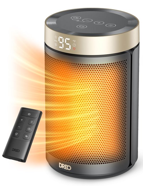 DREO Space Heater, Portable Electric Heaters for Indoor Use with Thermostat and Remote, 2024 Upgraded, Digital Display, 12H Timer, 5 Mode, 1500W PTC Ceramic Fast Safety Heat for Office Bedroom Home