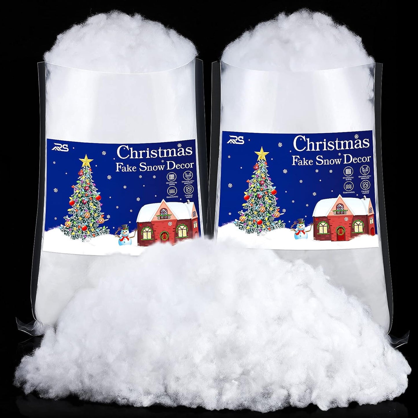 Ruisita Christmas Fake Snow Decor - Fluffy Cotton Blanket for Holiday Crafts & Decorations (2 Pack)