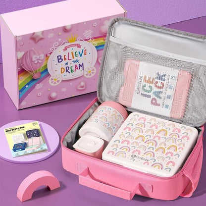 Fimibuke Kids Bento Lunch Box - Insulated 4-Compartment Design with Stainless Steel Food Jar & Utensils | Perfect Back to School Gift for Ages 3-12