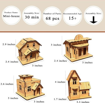 Log Cabin 3D Wooden Puzzle by [Brand Name] - DIY Miniature House Model Kit for Adults & Teens