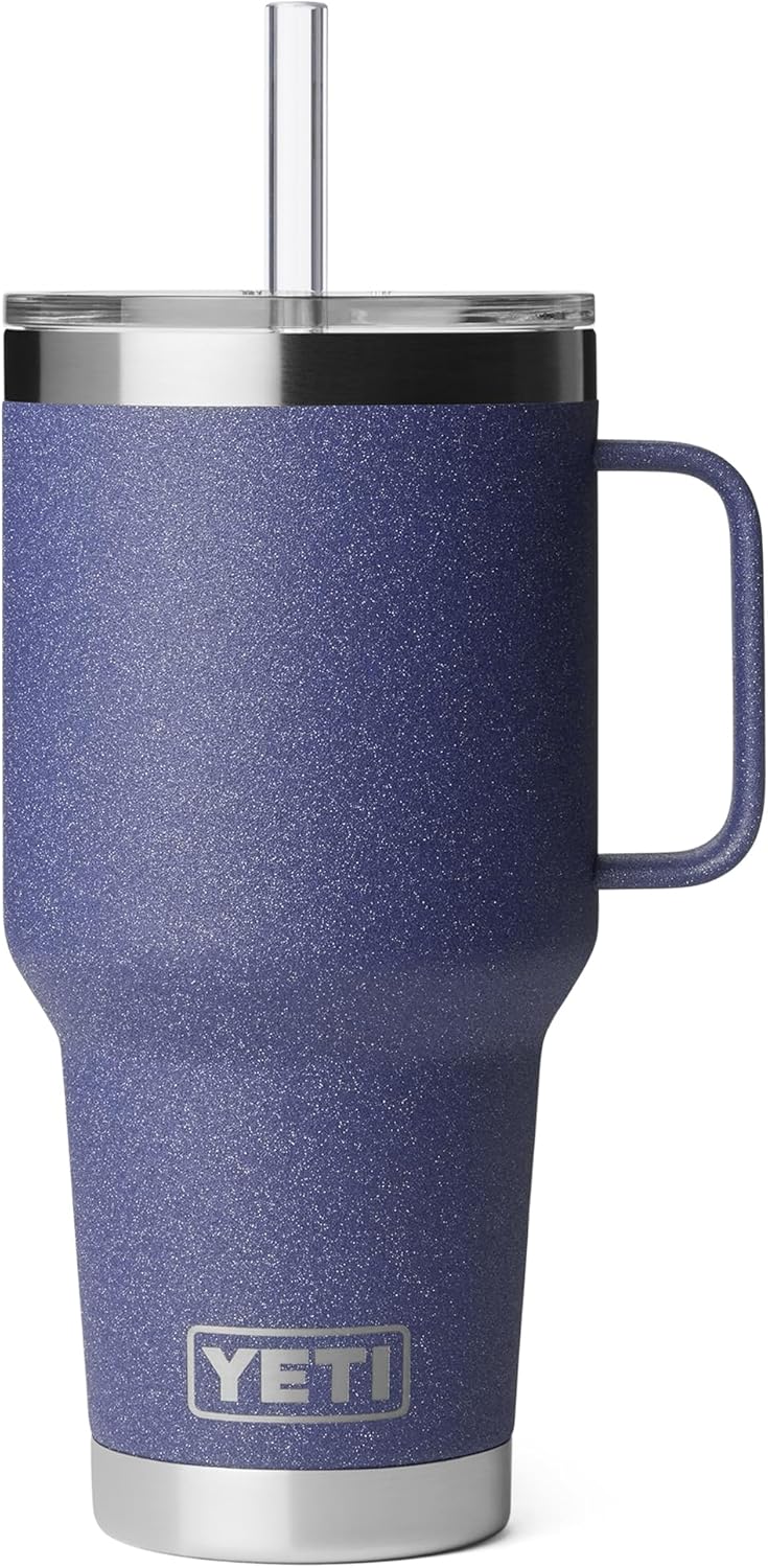 YETI Rambler 35 oz Tumbler - Vacuum Insulated Travel Mug with Handle & Straw Lid, Moon Dust Finish