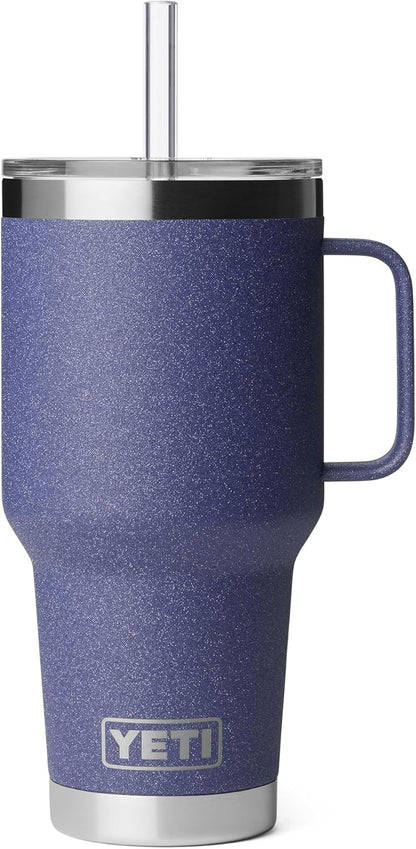 YETI Rambler 35 oz Tumbler - Vacuum Insulated Travel Mug with Handle & Straw Lid, Moon Dust Finish