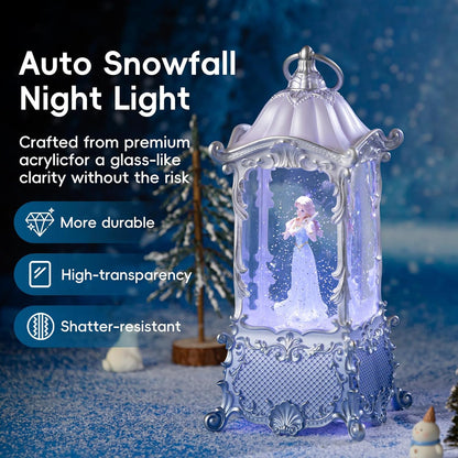 Snow Globe Lantern with Violin Girl - Shatterproof Glitter Music Box with LED Light | USB/Battery Powered, Perfect for Girls' Birthdays and Home Decor