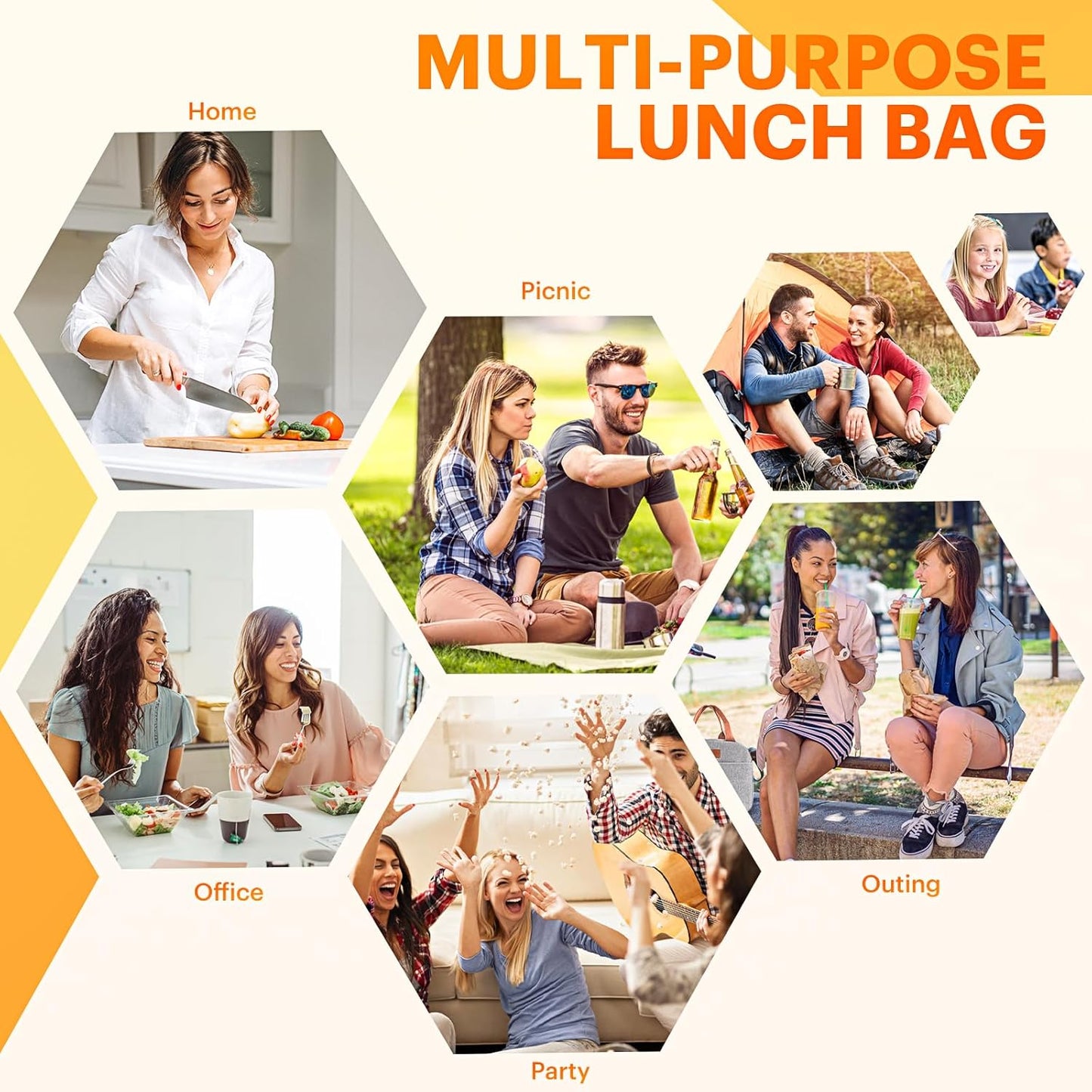 Skiennix Insulated Lunch Bag - Leakproof Cooler Tote for Adults | High Capacity, Reusable, Grey