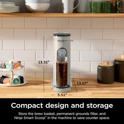 Ninja Pods & Grounds Coffee Maker - Single-Serve K-Cup Compatible | Compact Design, 56-oz Reservoir, Iced Coffee Option