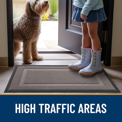 OLANLY Indoor Outdoor Doormat - Waterproof, All-Season Natural Rubber, Easy Clean | 33x21, Taupe