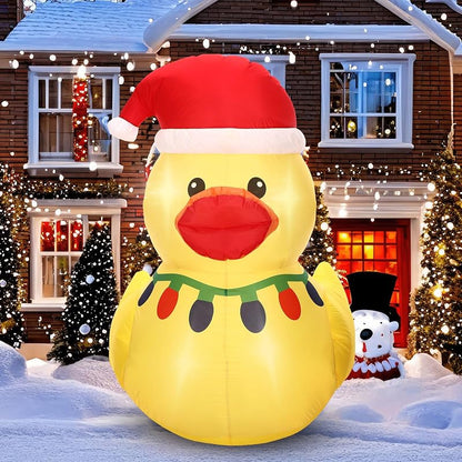 5ft Christmas Inflatable Duck with Hat, LED Lights - Classic Variation