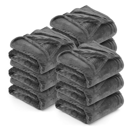Utopia Bedding Grey 300GSM Fleece Blanket (Queen Size - 90x90 Inch) Luxury Soft Bed Blanket (Bulk Pack of 9)