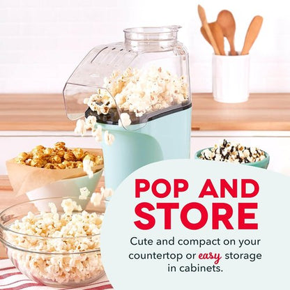 Dash Fresh Pop Popcorn Maker - Oil-Free Air Popper with Measuring Cup & Recipe Guide - Aqua, 16 Cups (Pack of 4)