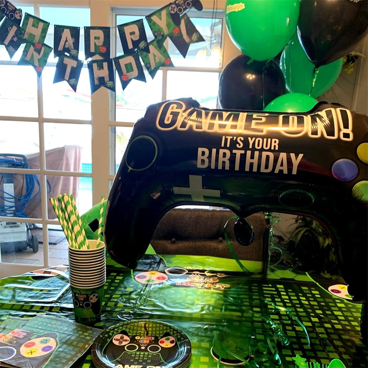 Skiennix Video Game Balloons - Giant Controller Mylar Foil Set for Kids' Birthday Party | 5 Pieces