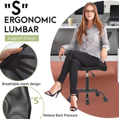 BestOffice Ergonomic Office Chair Desk Chair Mesh Computer Chair Armless Back Support Modern Executive Rolling Swivel Chair with Lumbar Support（Black）