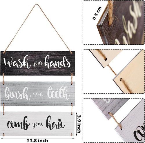 Jetec Farmhouse Bathroom Wall Decor - Funny Bath Rules Art Sign | Rustic Wooden Hanging Decor