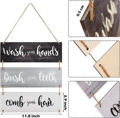 Jetec Farmhouse Bathroom Wall Decor - Funny Bath Rules Art Sign | Rustic Wooden Hanging Decor