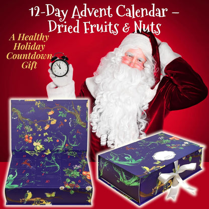 Skiennix 12-Day Advent Calendar - Gourmet Dried Fruit, Nuts & Crackers Gift Box for Holiday Countdown
