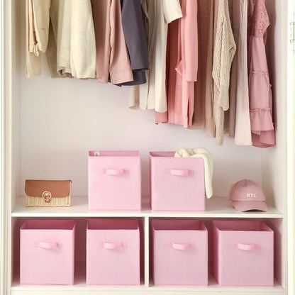 GRANNY SAYS Cube Storage Bins - 11-Inch Foldable Fabric Organizers | 6-Pack Pink Decorative Baskets