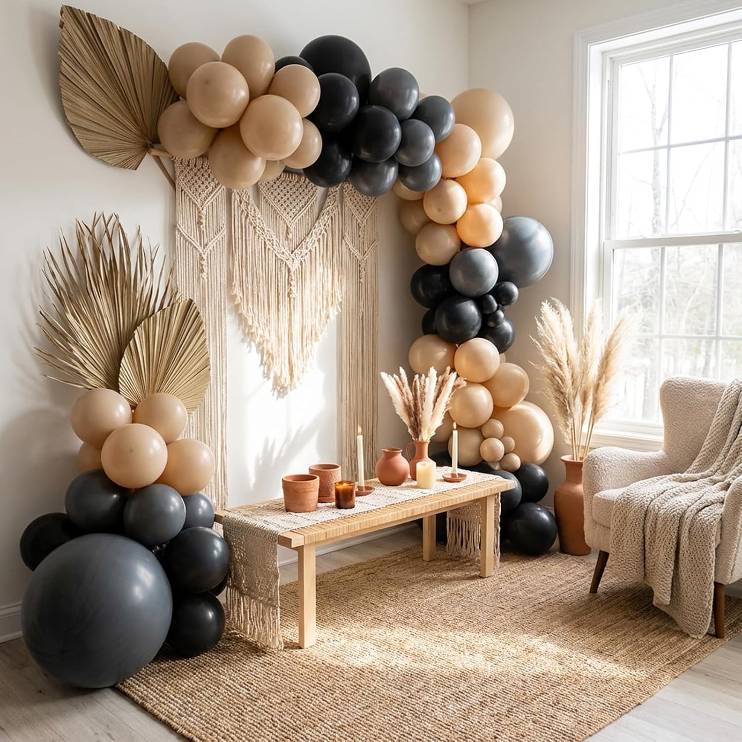 RUBFAC Vanilla Brown Beige Balloons - 129-Piece Neutral Boho Garland Kit for Weddings & Parties