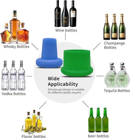 10 PCS Silicone Wine Stoppers, Reusable Beer Wine Corks, Sparkling Bottle Stopper, Wine Bottle Caps，Glass Corks Beverages Beer Champagne Bottles for Corks to Keep Wine Storage Fresh Tools