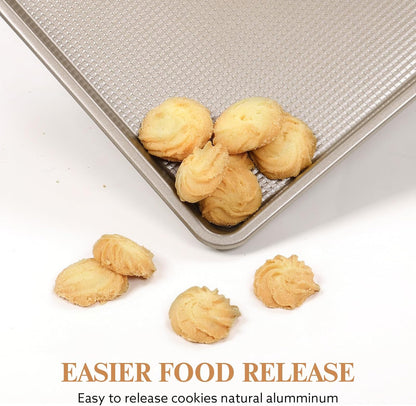 Skiennix Nonstick Baking Pan Set - Heavy Duty Cookie Sheets for Perfect Baking | 9x13in & 10x15in, Gold