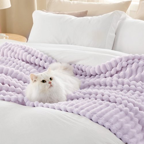 Bedsure GentleSoft Lavender Fog California King Size Blanket for Bed - Cozy Soft Blankets for Women, Cute Small Fleece Throws for Girls, Birthday Gifts for Women, 102x96 Inches