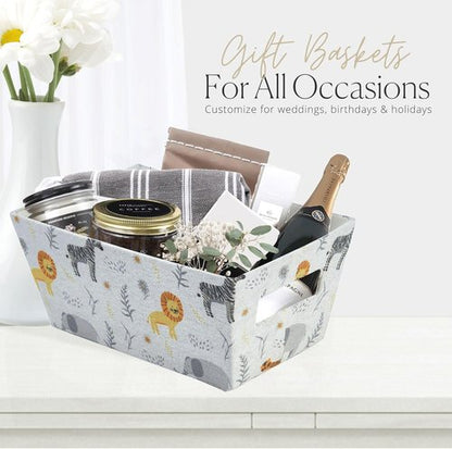 DECOMOMO Small Storage Baskets - Cute Animal Print Organizing Bins for Nursery | Set of 4 Nestable Mini Baskets