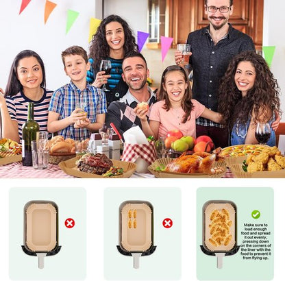 Bella Parchment Paper Liners - 150 Pcs Nonstick Air Fryer Baking Paper | Easy Cleanup & Oil Proof