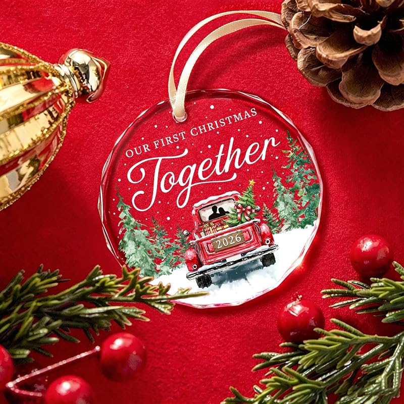 First Christmas Together Ornament 2026 - Together+2026 Glass Ornament Gift Box