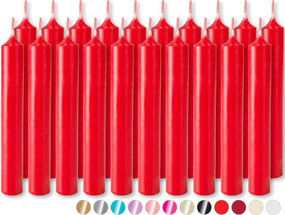 BRUBAKER Mini Taper Candles - 20 Pcs Unscented Red Candles for Rituals, Weddings & Home Decor | 3¾ x ½ Inches