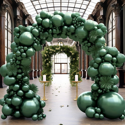 Metallic Green Balloon Garland Kit by [Brand Name] - 130PCS in Various Sizes for Birthday, Graduation, Baby Shower & Wedding Decor