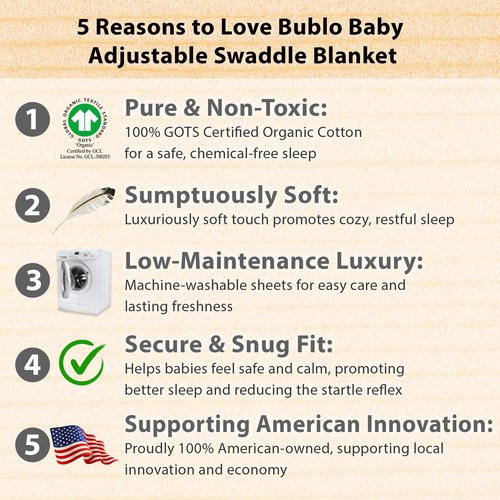 Bublo Baby Swaddles for Newborn Boys – 3-Pack Infant Swaddles 0-3 Months – Adjustable Newborn Swaddle Sleep Sack – Soft Organic Cotton Baby Wrap for Safe & Cozy Sleep