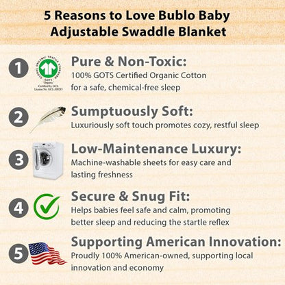Bublo Baby Swaddles for Newborn Boys – 3-Pack Infant Swaddles 0-3 Months – Adjustable Newborn Swaddle Sleep Sack – Soft Organic Cotton Baby Wrap for Safe & Cozy Sleep