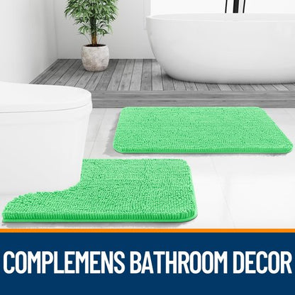 OLANLY Bathroom Rugs 30x20, Extra Soft Absorbent Chenille Bath Rugs, Rubber Backing Quick Dry, Machine Washable Bath Mats for Bathroom Floor, Tub and Shower, Home Decor Accessories, Mint Green