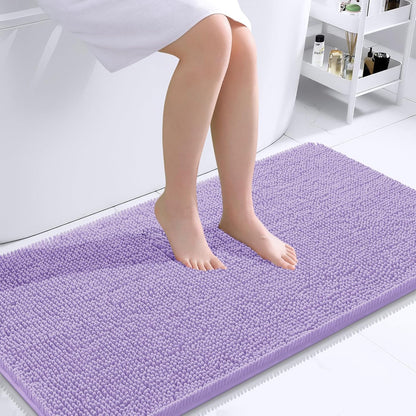 OLANLY Bathroom Runner Rugs - Soft Absorbent Chenille Bath Mats | Quick-Dry, Machine Washable, 44x24, Lavender