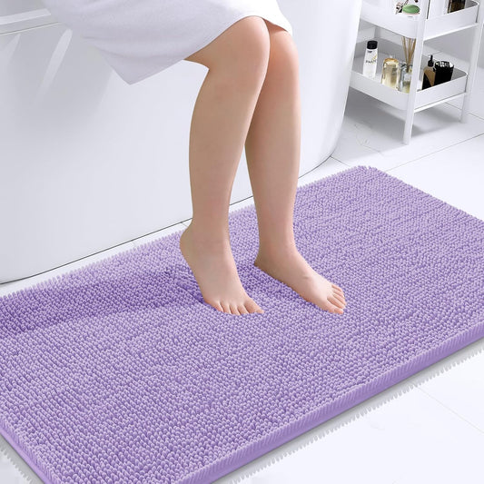 OLANLY Bathroom Runner Rugs - Soft Absorbent Chenille Bath Mats | Quick-Dry, Machine Washable, 44x24, Lavender