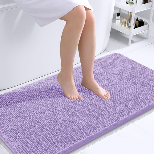 OLANLY Bathroom Rugs 40x24, Extra Soft Absorbent Chenille Bath Rugs, Rubber Backing Quick Dry, Machine Washable Bath Mats for Bathroom Floor, Tub and Shower, Home Decor Accessories, Lavender