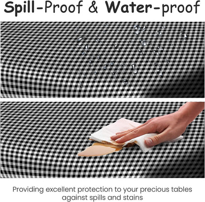 Skiennix 14-Pack Disposable Black Gingham Checkered Tablecloths - 54" x 108" for Parties & Events