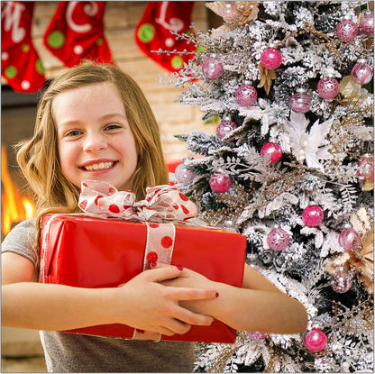 Skiennix Christmas Ornaments Set - 30pcs Clear Shatterproof Pink Baubles for Holiday Tree Decor