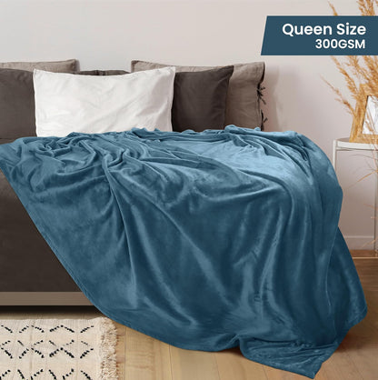 Utopia Bedding Fleece Blanket - Luxury Soft Microfiber Queen Size in Stone Blue (90x90 Inch)