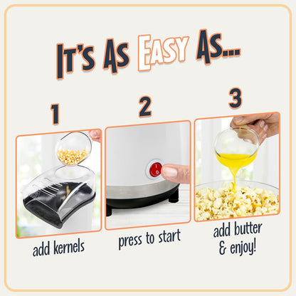 Nostalgia Air Popper Popcorn Maker - 16 Cups Oil-Free Popcorn | Includes 4-Oz Measuring Cup - White