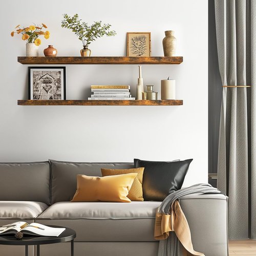 BAYKA Floating Wall Shelves - Set of 6, 16-Inch & 48-Inch Sizes for Stylish Home Decor