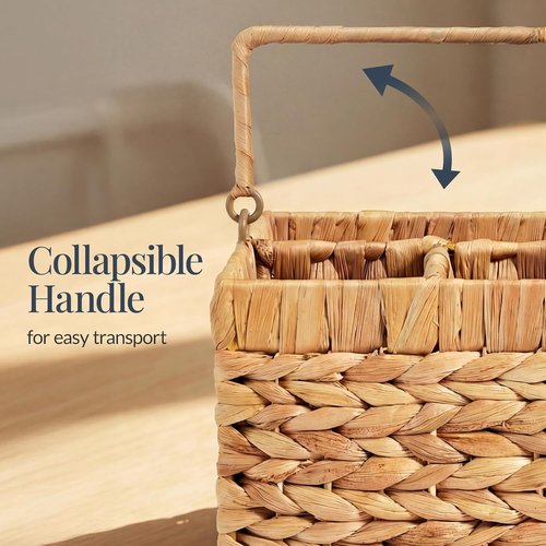 Best Choice Products Utensil Caddy - Woven Wicker 4-Compartment Organizer for Kitchen & Parties | Natural